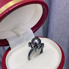 S925 silver M ring empty holder DIY production of pearl accessories living mouth（without pearl）