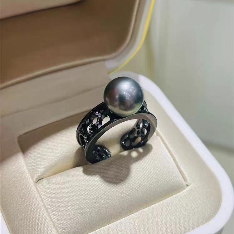 S925 sterling silver ring empty holder DIY accessory（without pearl）