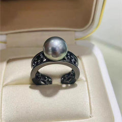 S925 sterling silver ring empty holder DIY accessory（without pearl）