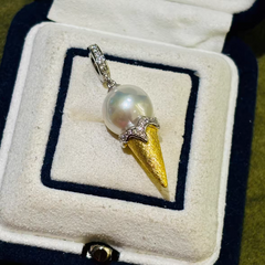 S925 Silver Ice Cream Pearl Pendant Universal Buckle Empty Support Accessory