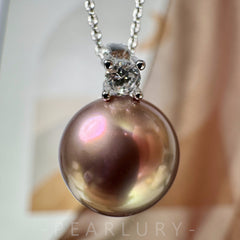[P02]S925 pure silver shimmering pearl universal buckle diamond necklace