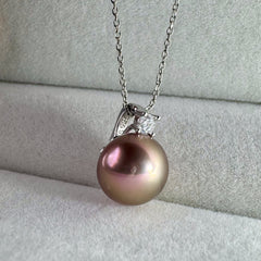[P02]S925 pure silver shimmering pearl universal buckle diamond necklace
