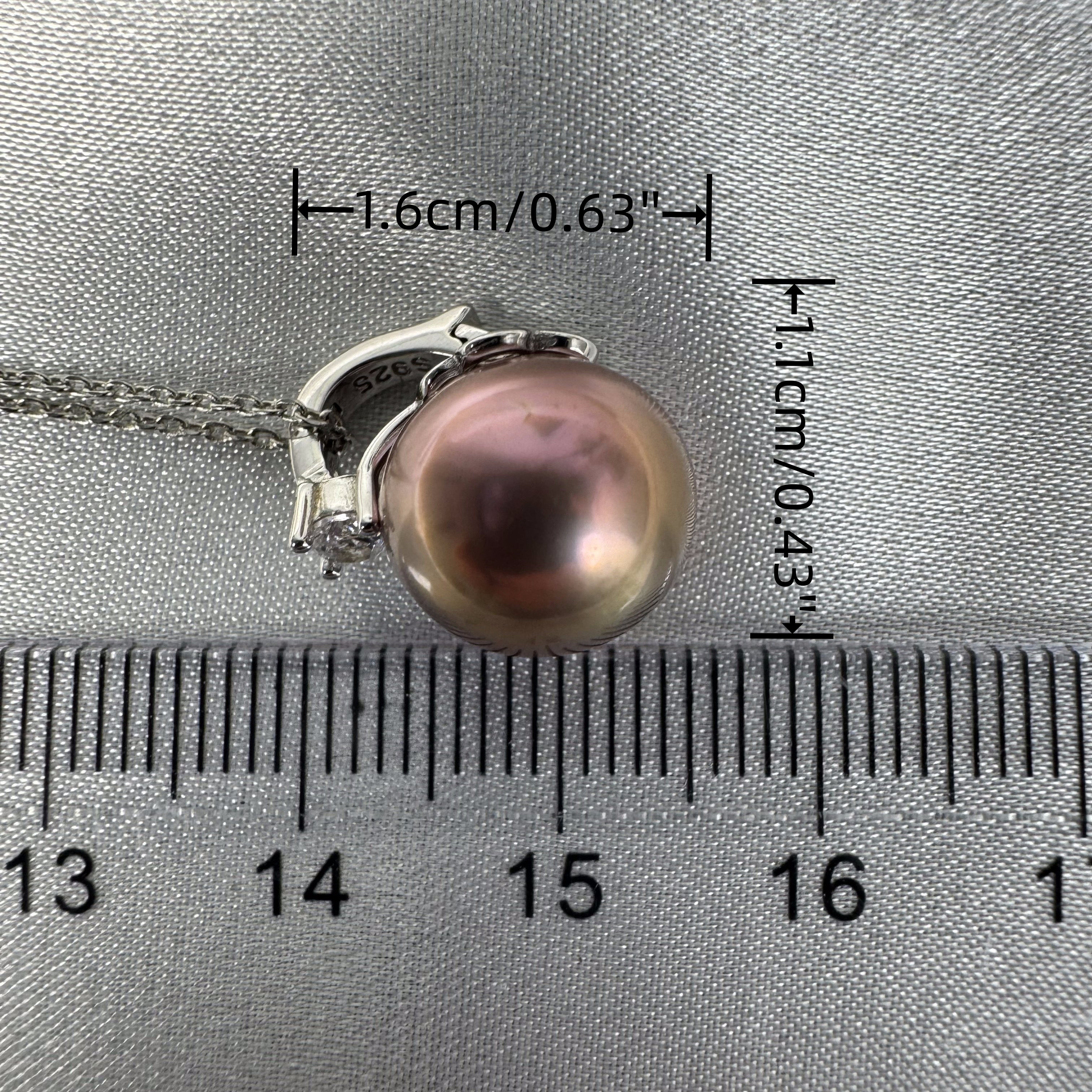 [P02]S925 pure silver shimmering pearl universal buckle diamond necklace