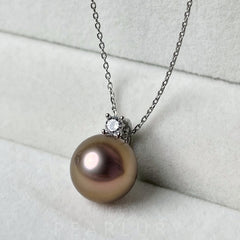 [P02]S925 pure silver shimmering pearl universal buckle diamond necklace