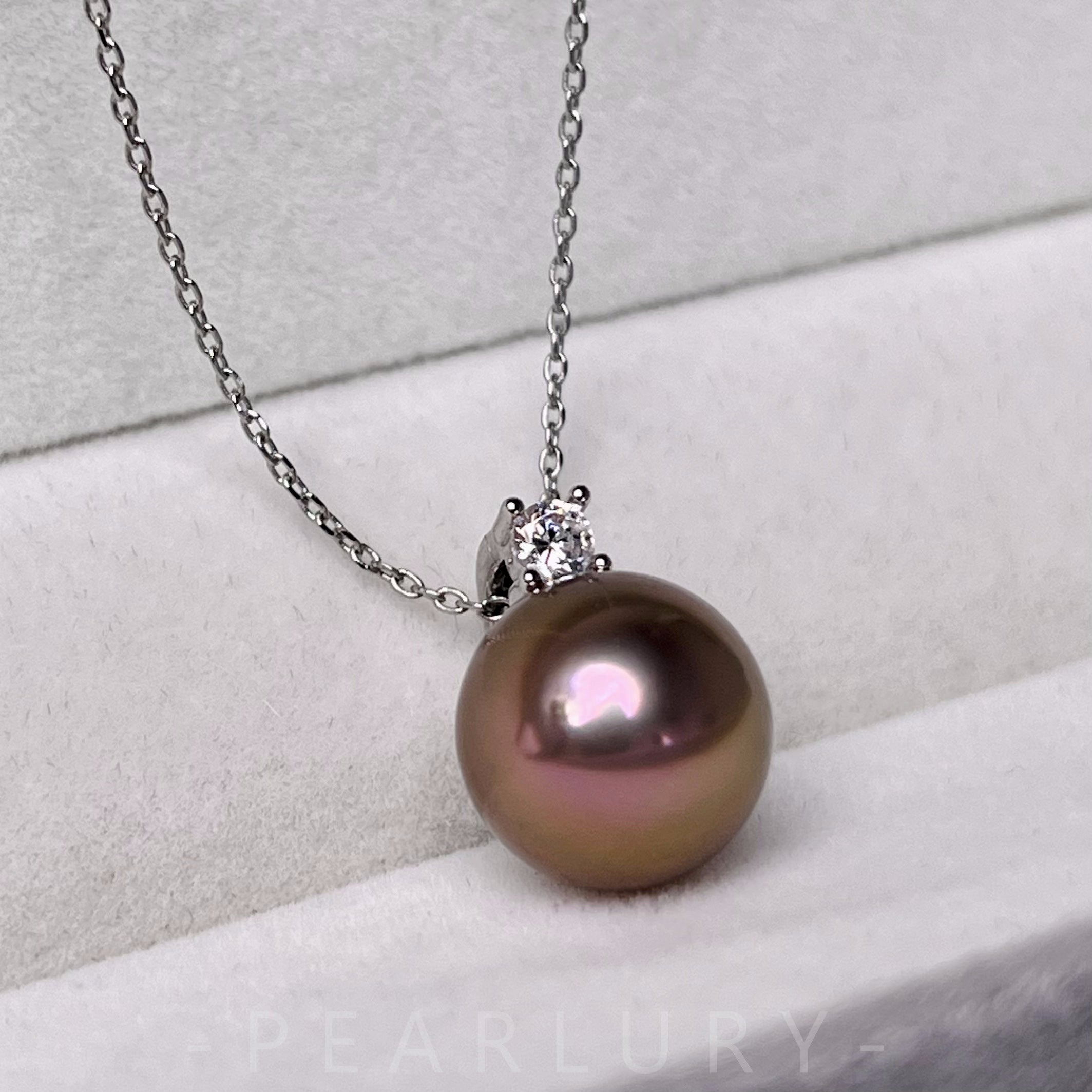 [P02]S925 pure silver shimmering pearl universal buckle diamond necklace