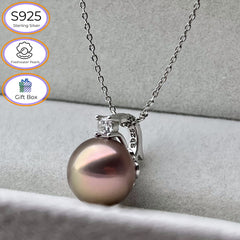 [P02]S925 pure silver shimmering pearl universal buckle diamond necklace