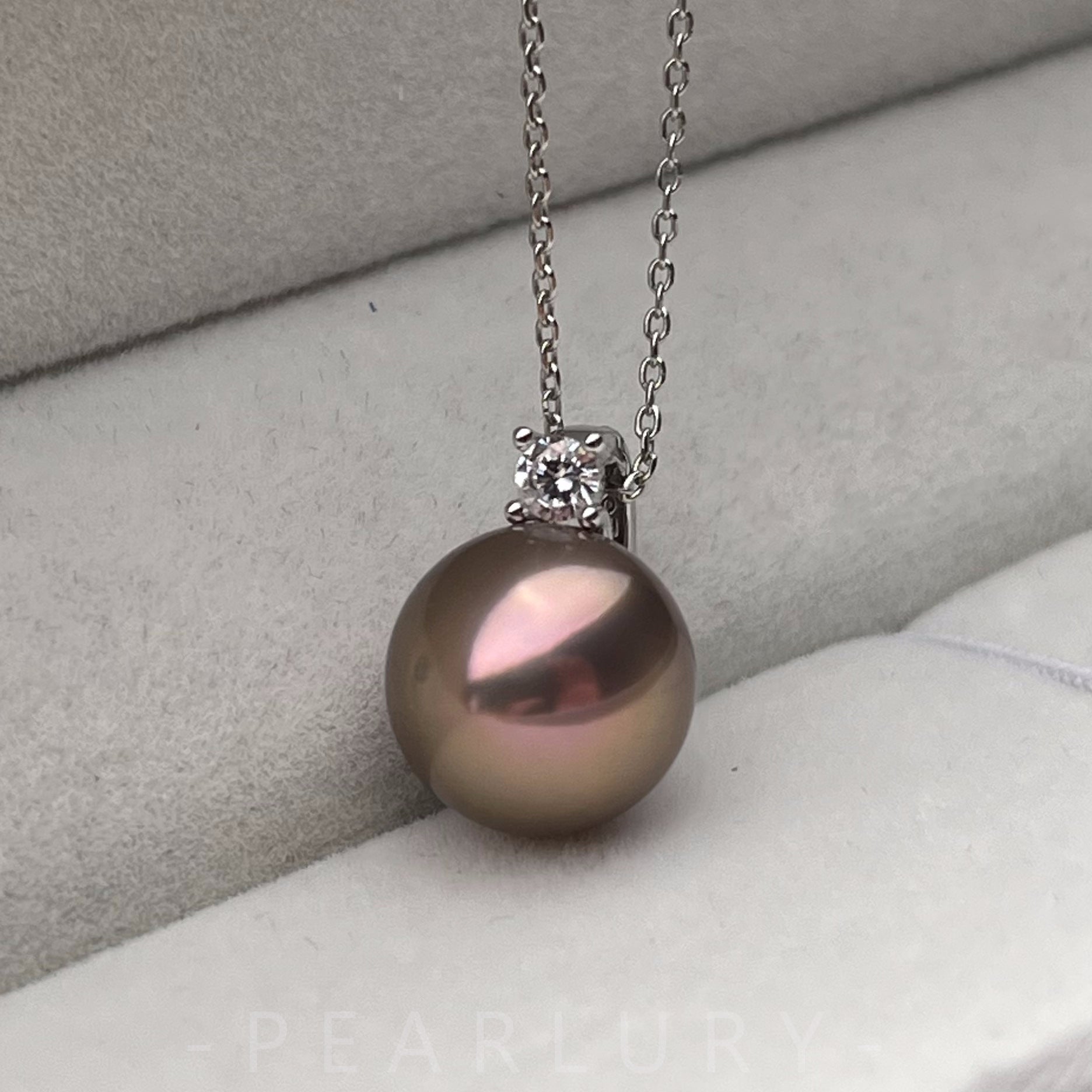 [P02]S925 pure silver shimmering pearl universal buckle diamond necklace
