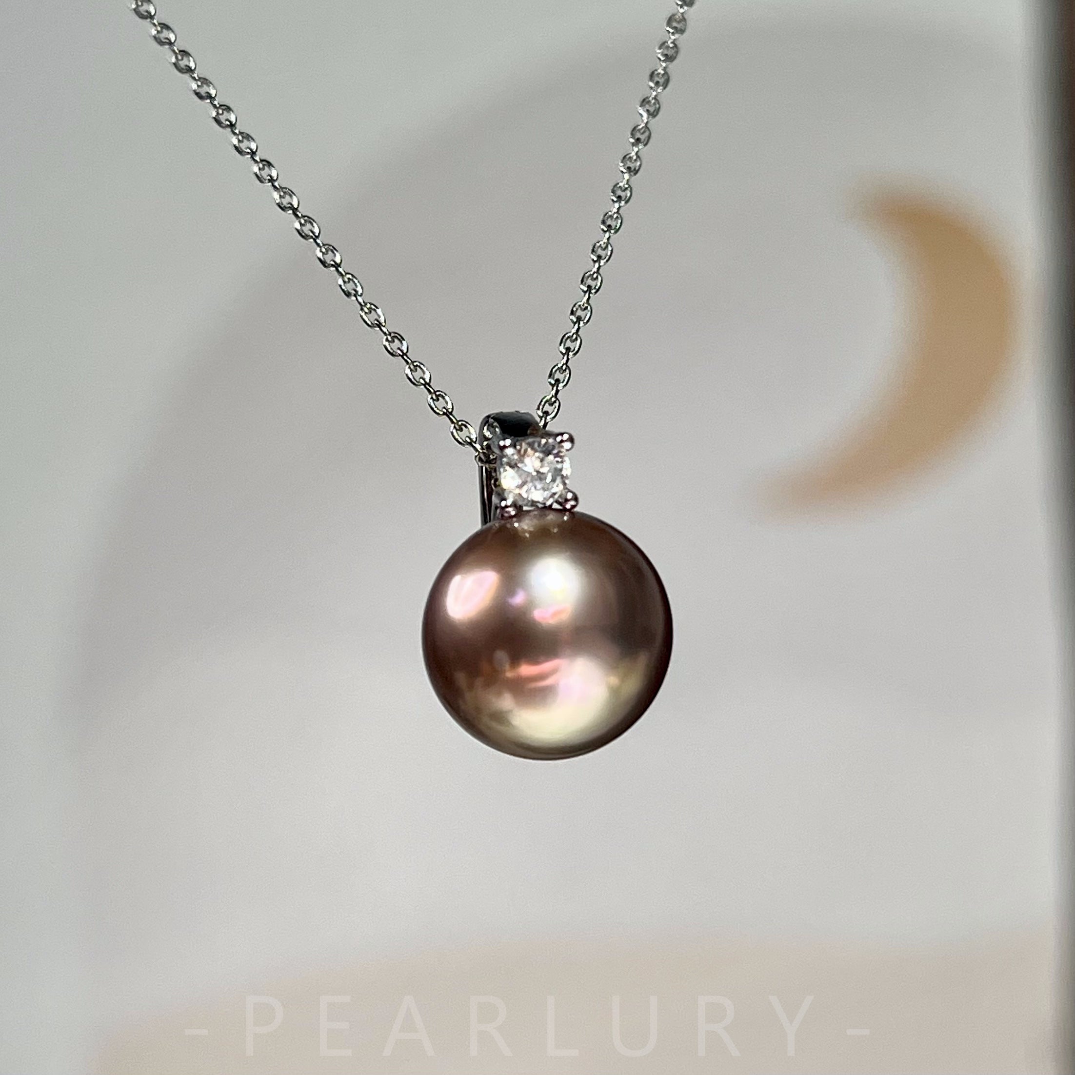 [P02]S925 pure silver shimmering pearl universal buckle diamond necklace