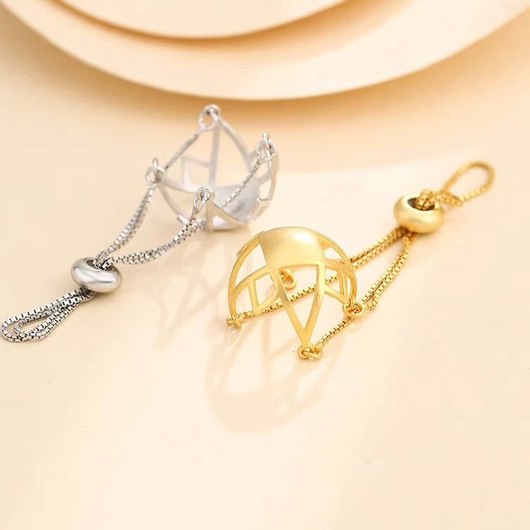 [A4] String Bag Design S925 Sterling Silver Cage Accessory  (Without Pearl)
