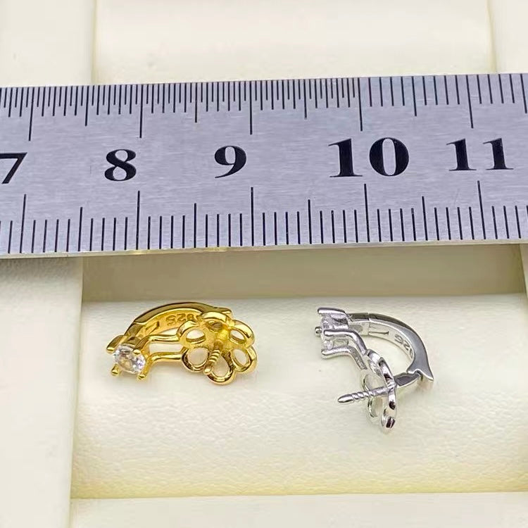[A7]  Flower Design S925 Sterling Silver Universal Clasp Accessory  (Without Pearl)