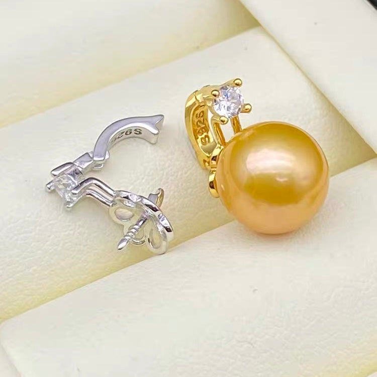 [A7]  Flower Design S925 Sterling Silver Universal Clasp Accessory  (Without Pearl)
