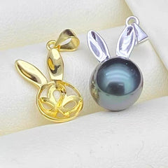 [A9]  Rabbit Design S925 Sterling Silver Clasp Accessory  (Without Pearl)